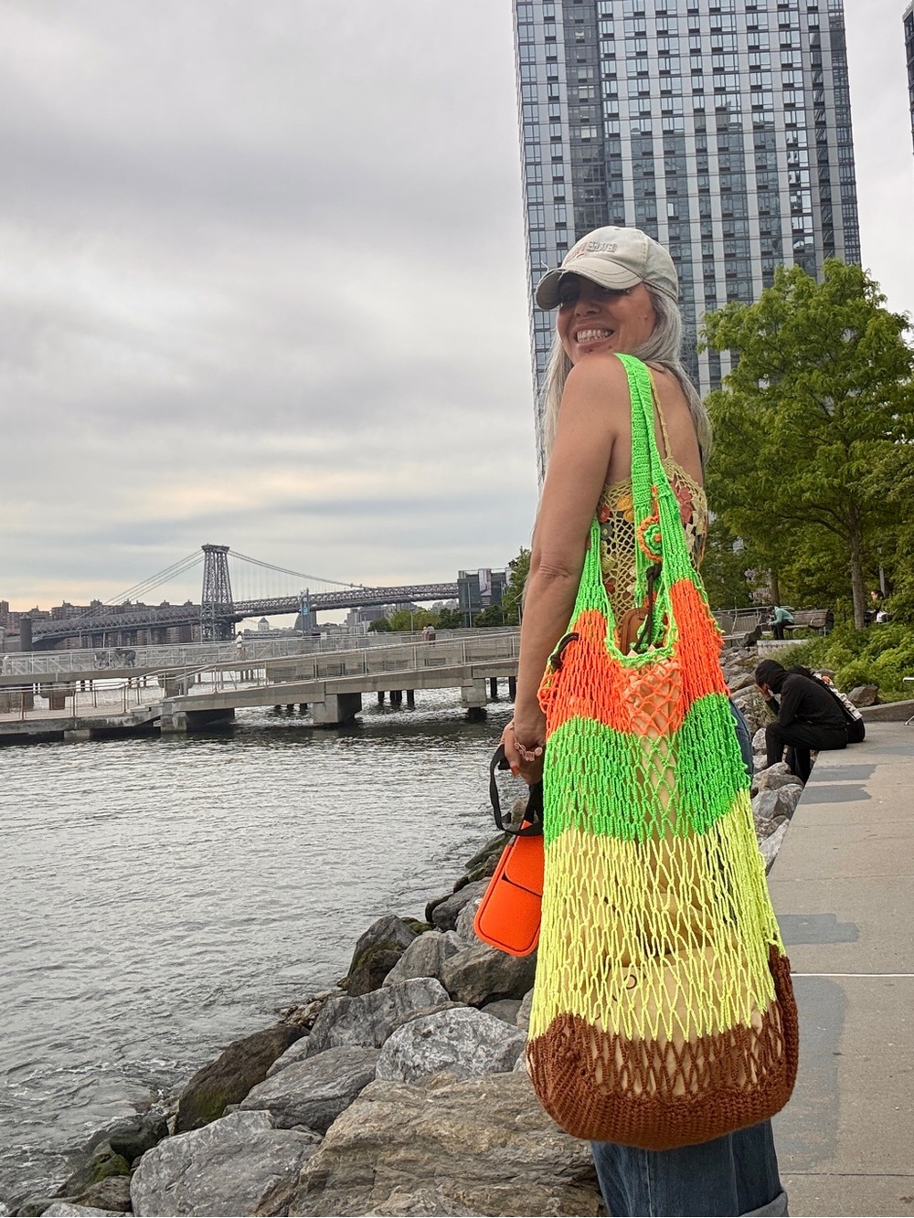 Bright Multi-Color Crochet Market Tote Bag